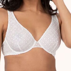 Lively The Crochet Lace Unlined Plunge Bra 36DD Fresh White NWT IN PACKAGING